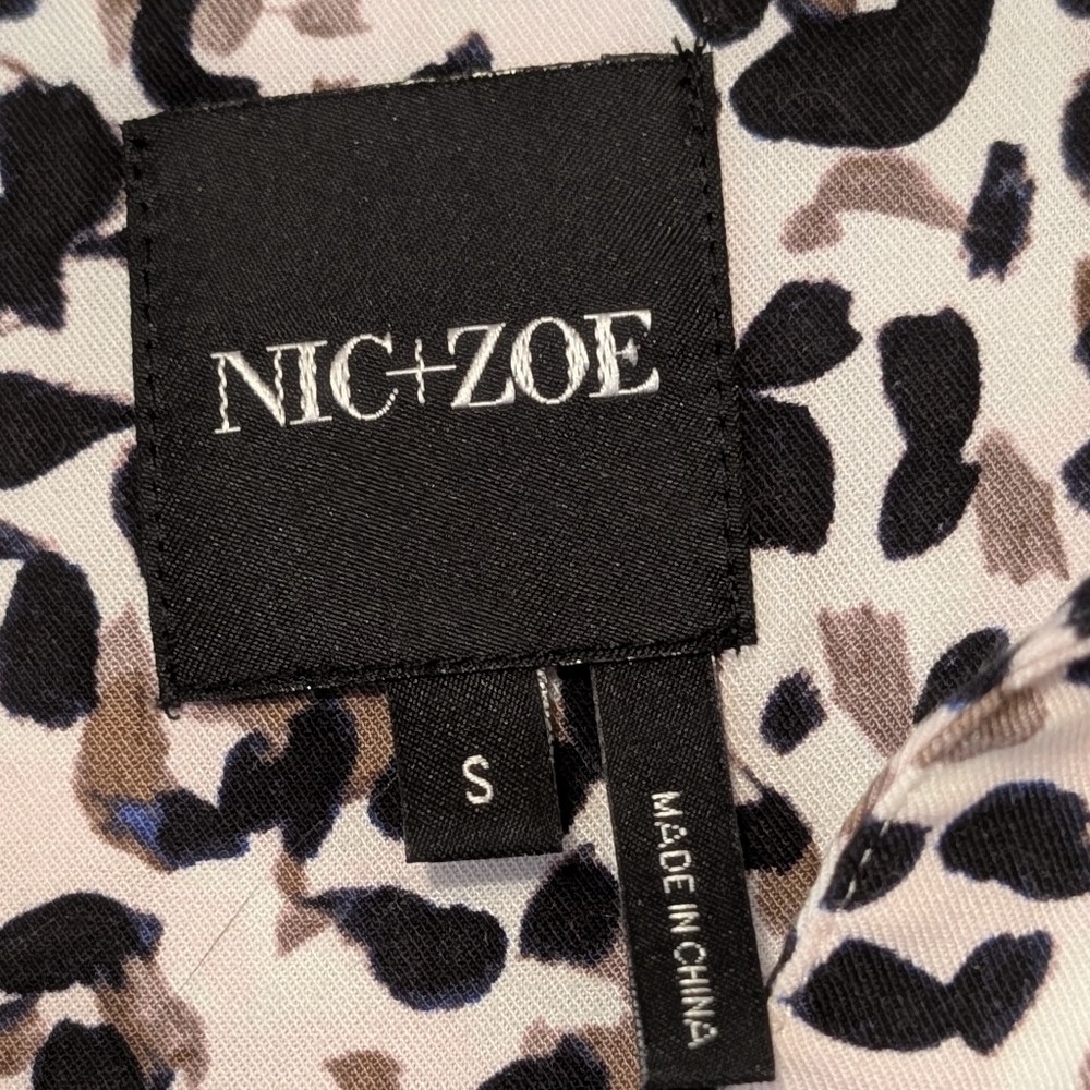 NIC+ZOE Women's Pink and Black Cheetah Print 3/4 Sleeve V Neck Blouse Size Small - Picture 6 of 8